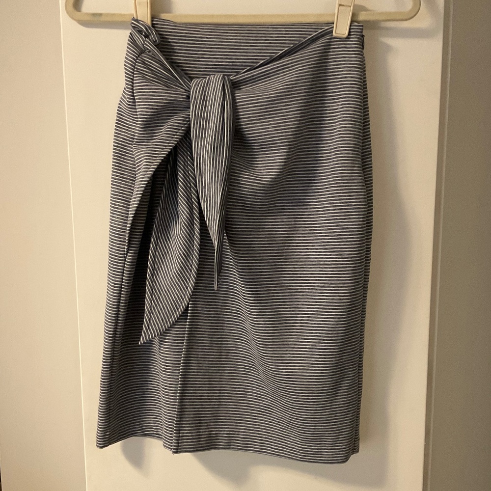 Club Monaco striped faux wrap skirt